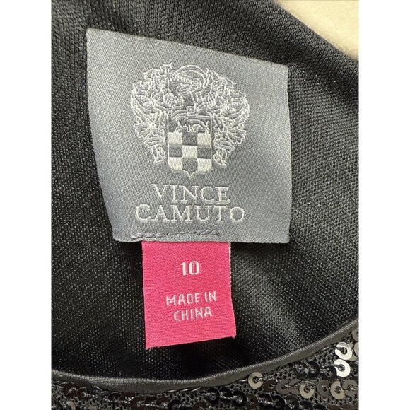 Vince Camuto Size 10 Black Ruffle Sequin Formal Gown Dress Cocktail Wedding NWT￼ - Picture 8 of 8